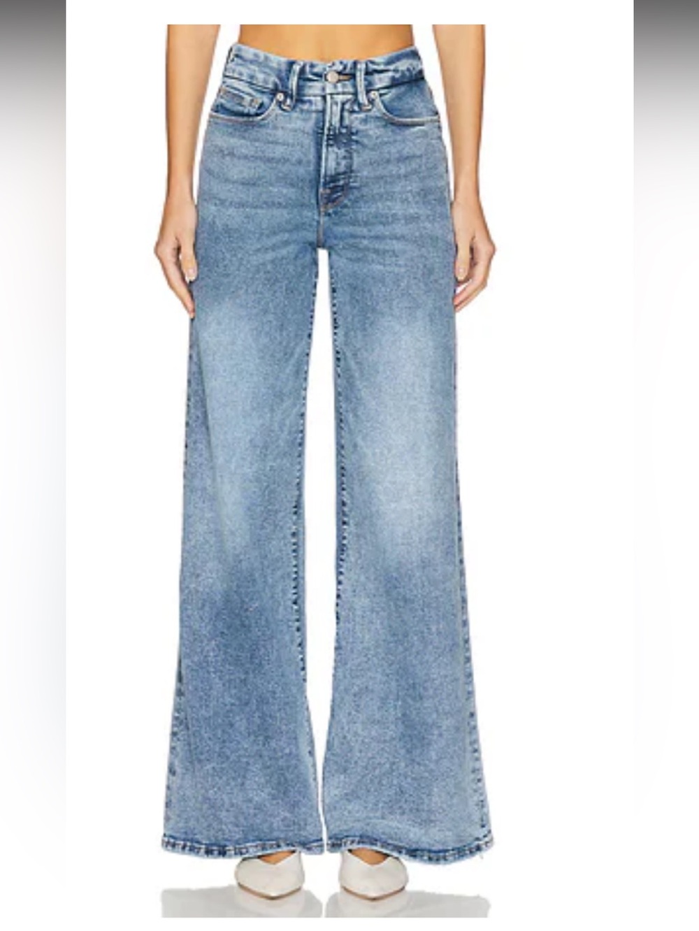 Women’s GOOD AMERICAN NWT Good Waist Palazzo Jeans-High Rise Wise Leg-Blue-16